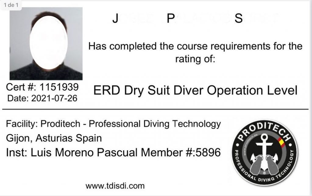 ERD Dry Suit Diver Operations